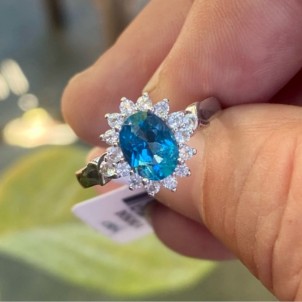 London Blue & White Topaz .925 Sterling Silver Ring size 8